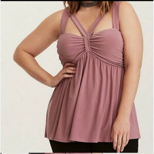 Torrid Pink Sexy Bustier Babydoll Tank Top 1 1X